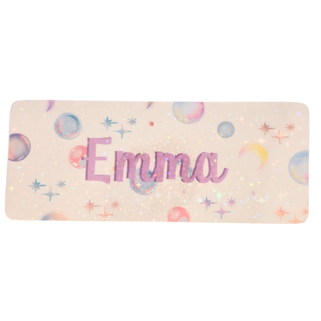Bokmerke – personlig med navn (holografisk stjerneeffekt) | 6 x 15 cm