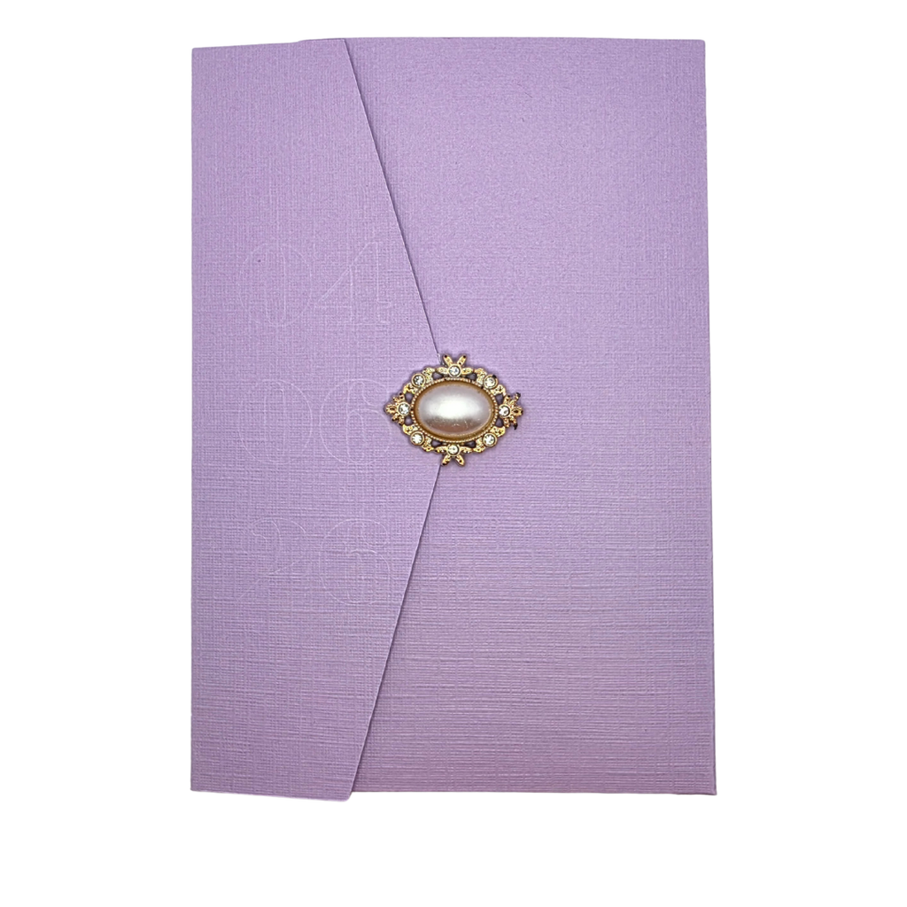 Dåpskort “Prinsesse” – håndlaget med perlemorark og lomme