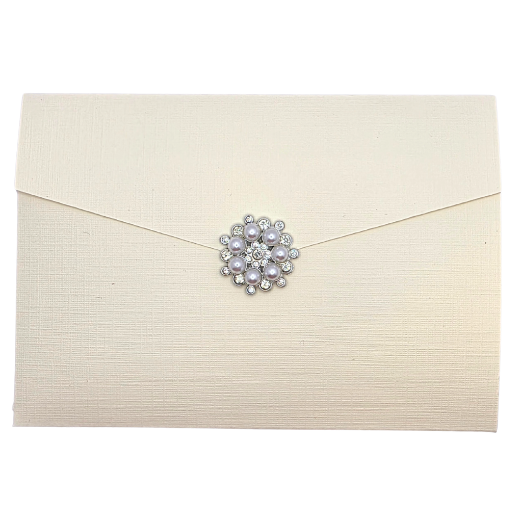 Dåpskort “Krem & Gull” – håndlaget med lomme