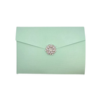 Dåpskort “Grønn & Gull” – håndlaget med lomme (mintgrønn)