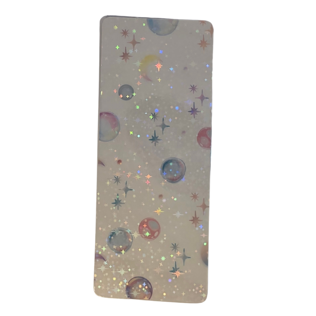 Bokmerke – personlig med navn (holografisk stjerneeffekt) | 6 x 15 cm