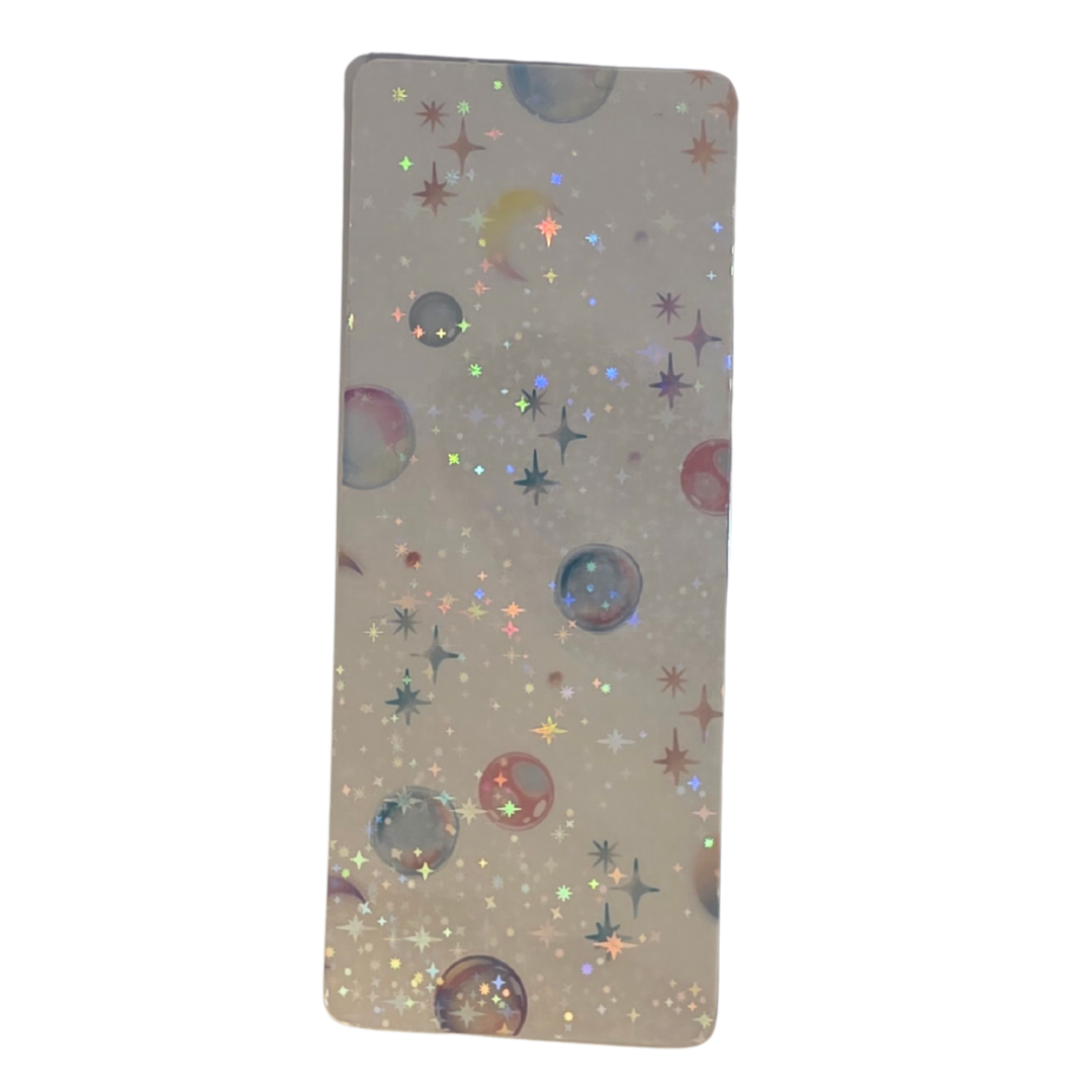 Bokmerke – personlig med navn (holografisk stjerneeffekt) | 6 x 15 cm