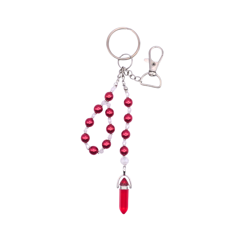 Rød krystall nøkkelring