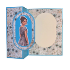 Håndlaget kort med blomsterdesign (blåtoner) – 3D-oval motiv