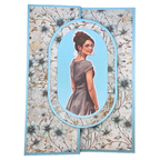 Håndlaget kort med blomsterdesign (blåtoner) – 3D-oval motiv