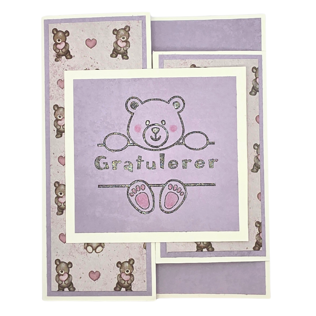 Universal kort “Bamseklem – Gratulerer” (til baby og småbarn)