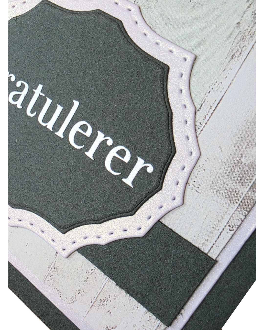 Gratulerer-kort i Elegant-serien – mørk grønn & perlemønster (15 x 11 cm)