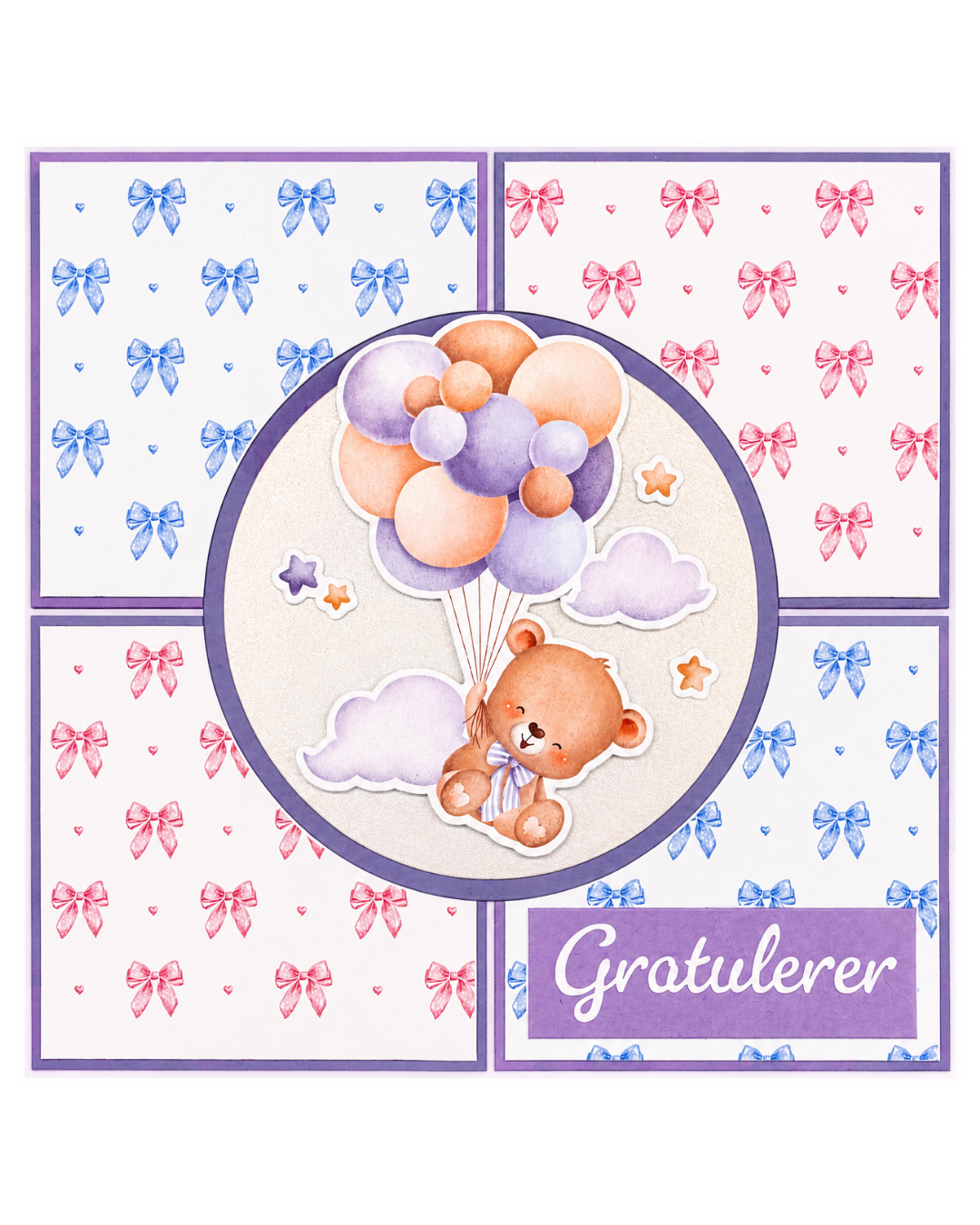 Skydrøm – Håndlaget babykort i lavendel 💜☁️