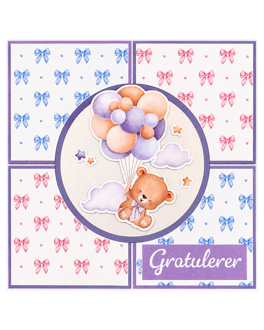 Skydrøm – Håndlaget babykort i lavendel 💜☁️