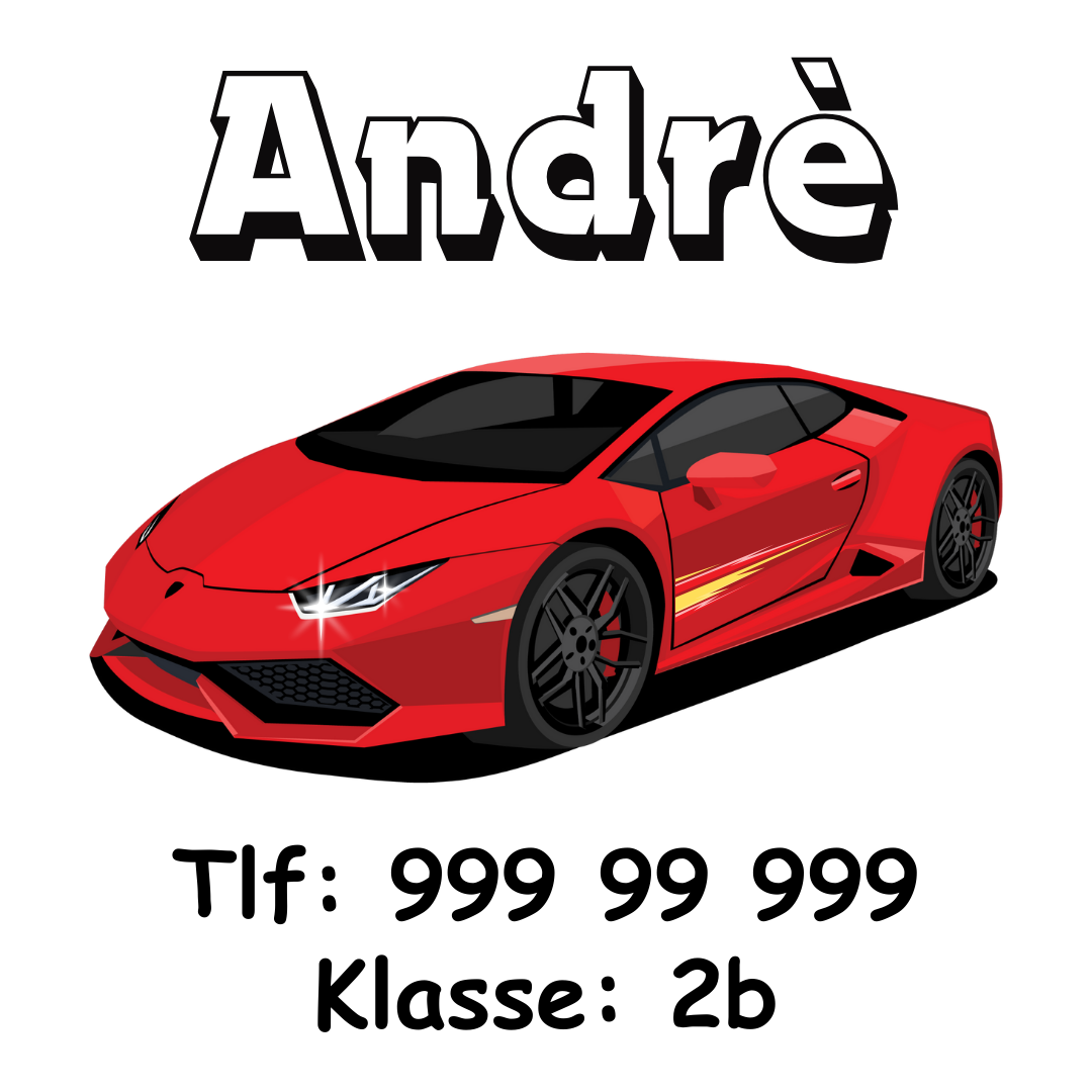 Personlige klistremerker til barn (med navn + tlf/klasse)