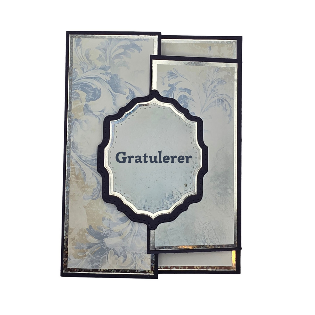 Elegant gratulasjonskort – marineblå & sølv