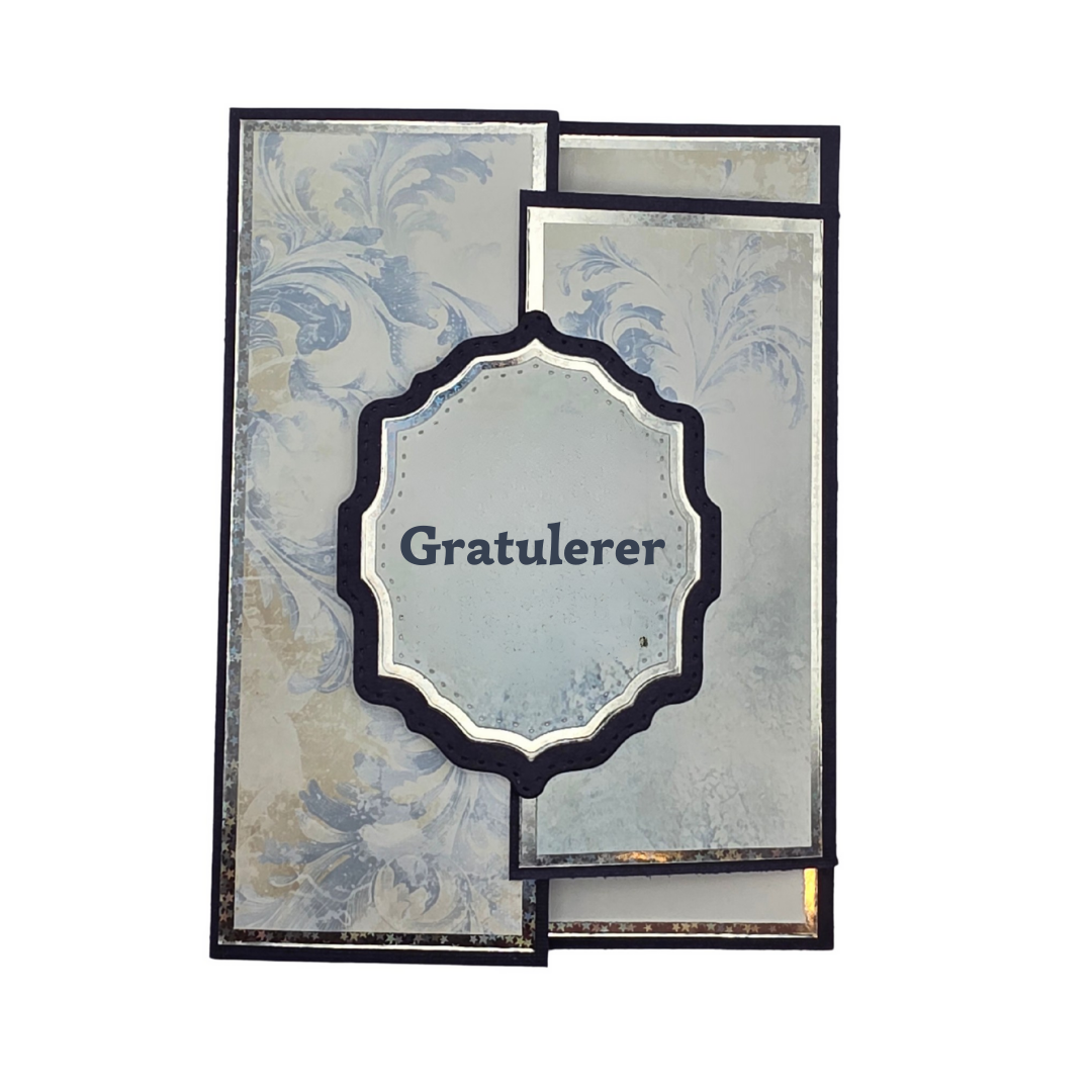 Elegant gratulasjonskort – marineblå & sølv