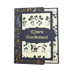 Håndlaget konfirmasjonskort – “Kjære Konfirmant” (musikktema, staffeli/easel-kort)