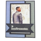 Håndlaget konfirmasjonskort – “Til Konfirmanten” (moderne blå/grå, staffeli/easel-kort)