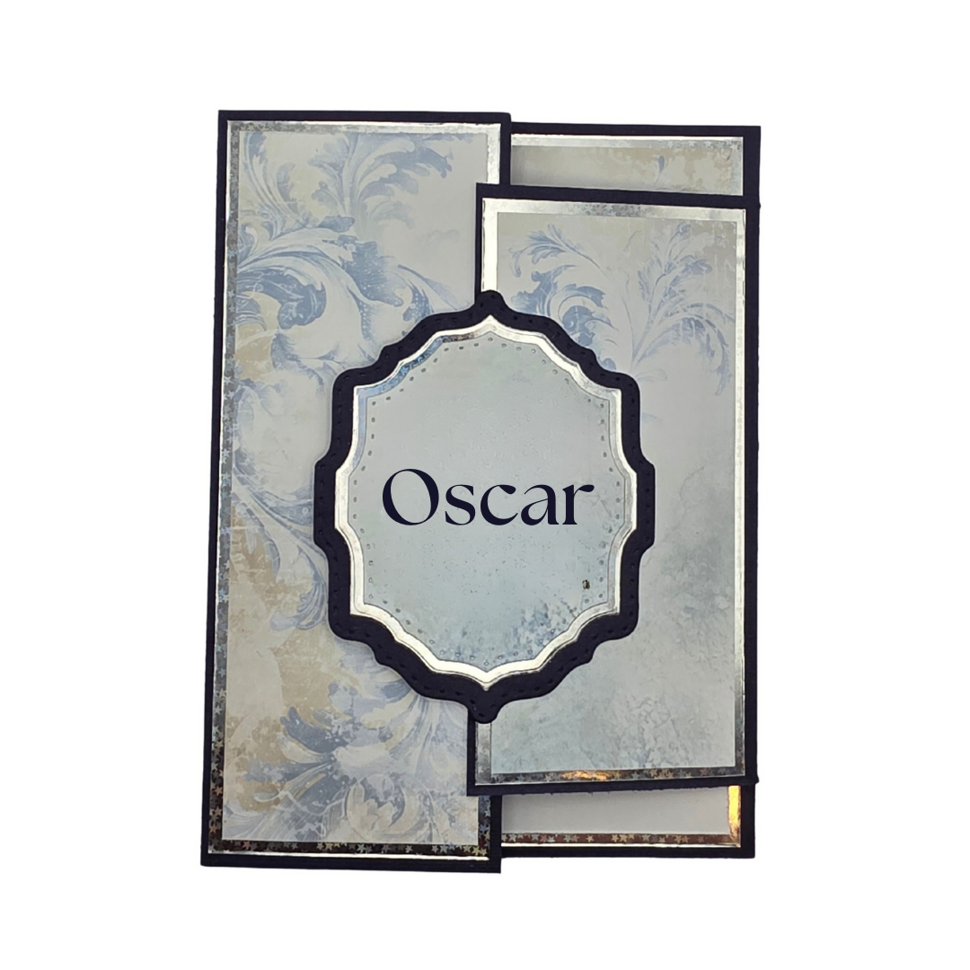 Elegant gratulasjonskort – marineblå & sølv