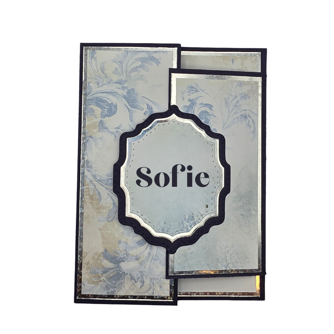 Elegant gratulasjonskort – marineblå & sølv