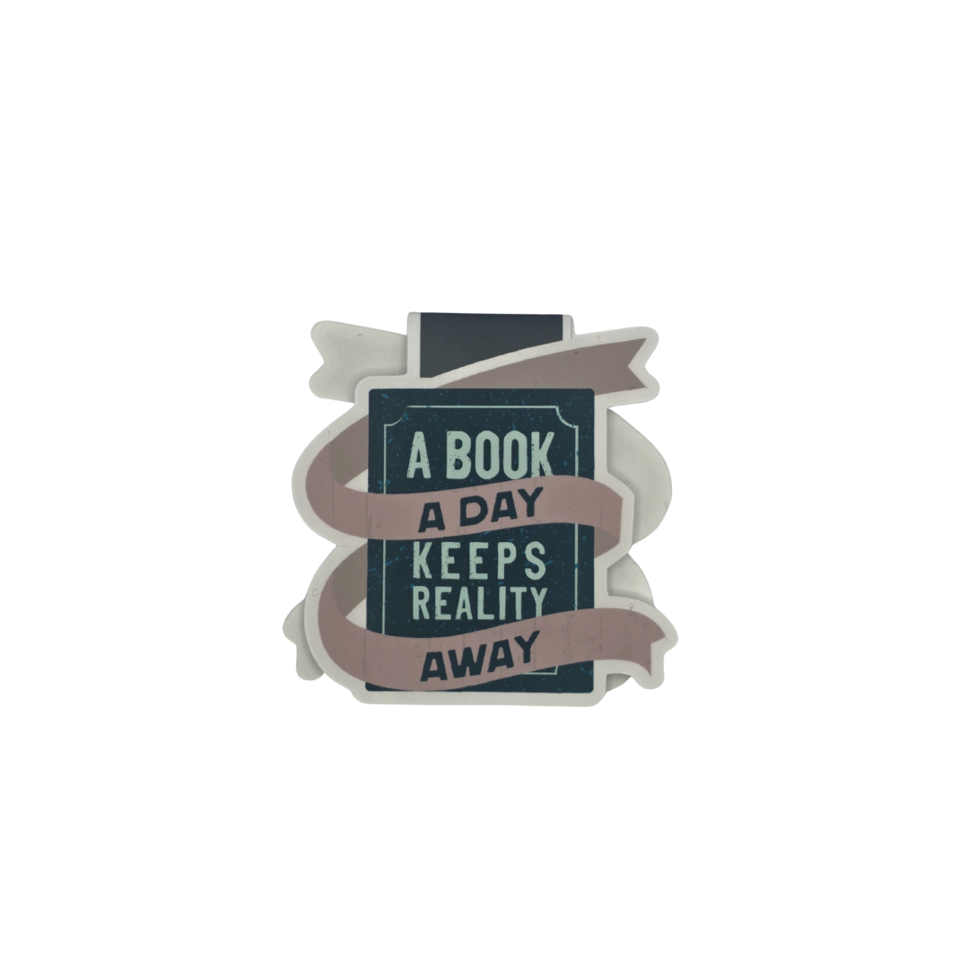 Magnetisk bokmerke – “A book a day keeps reality away”