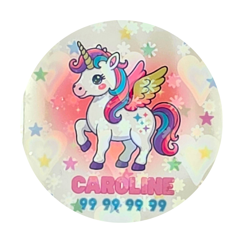 Personlige klistremerker til barn (med navn + tlf/klasse)