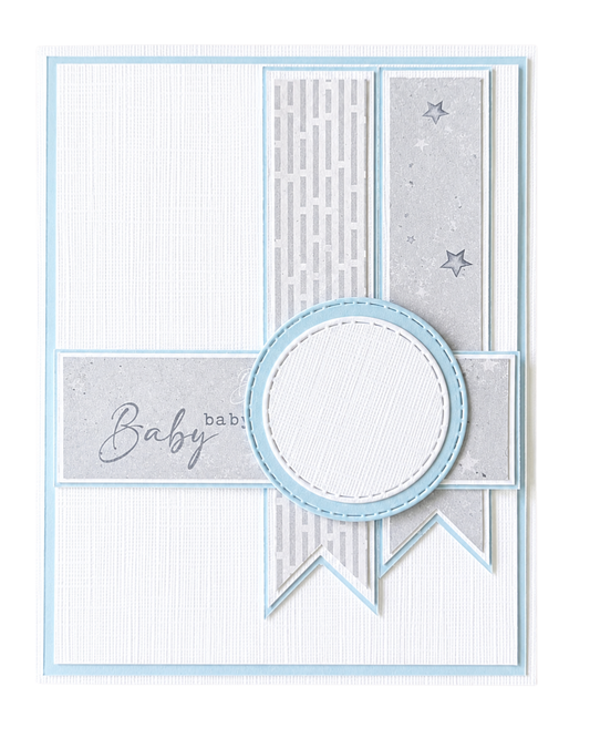 Baby-kort (blå) – valgfri sirkel (11 x 14 cm)