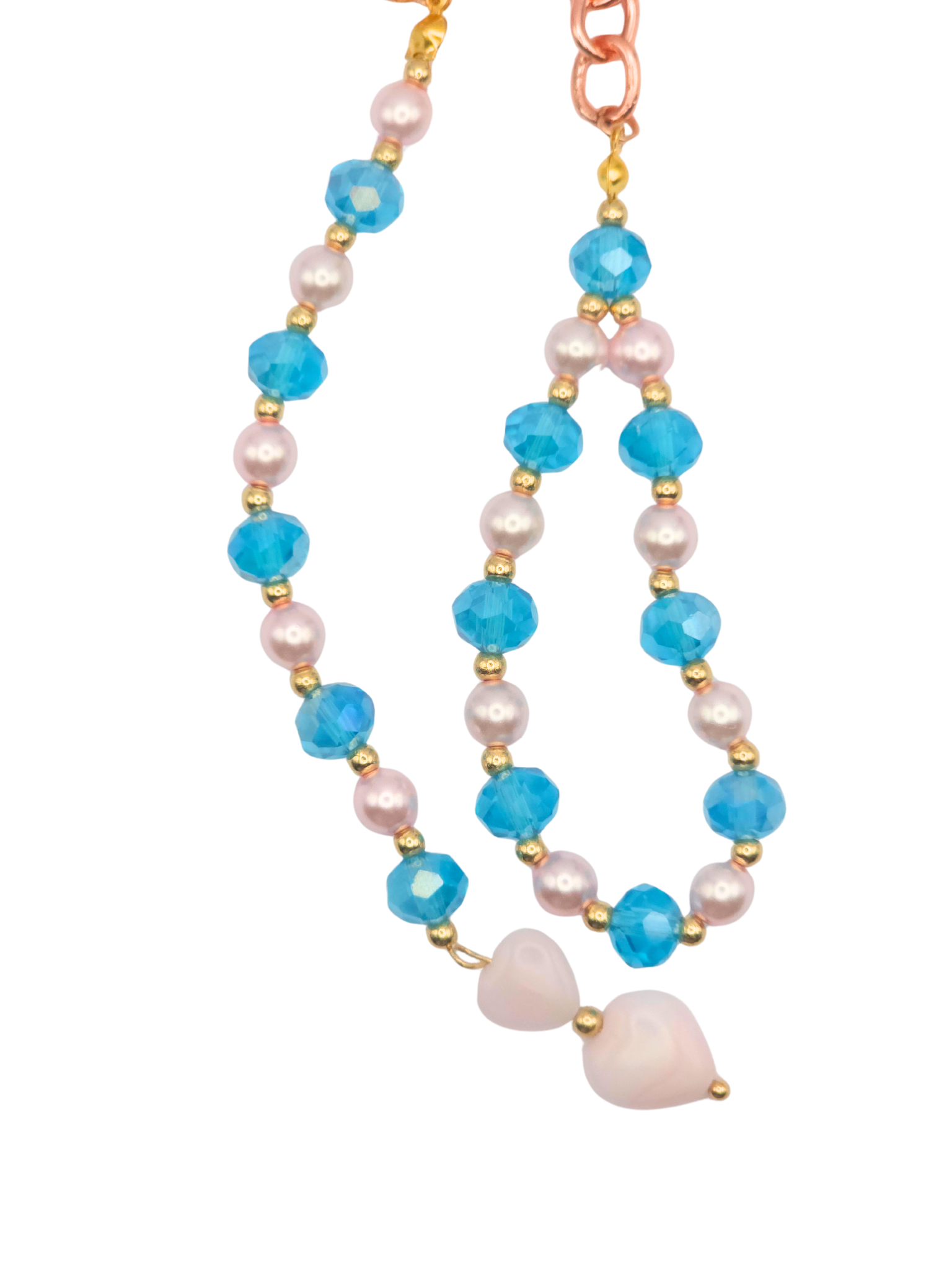 Blå & Turkis nøkkelring – med hjerter