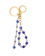 Blå nøkkelring med navn – glassperler