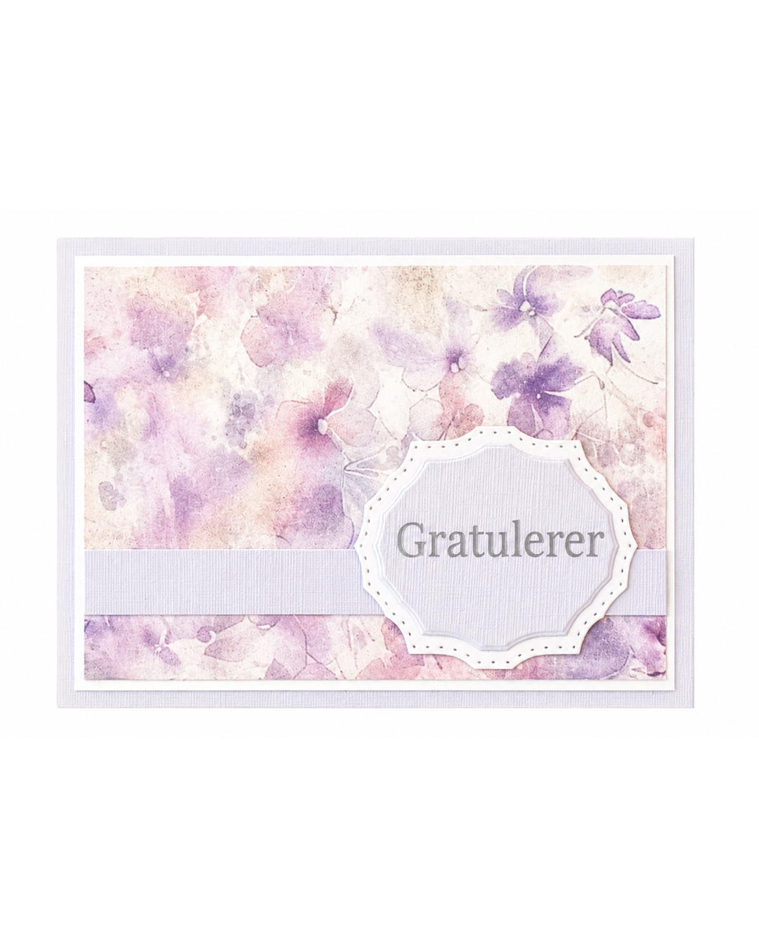 Gratulerer-kort i Elegant-serien – lavendelblomster (15 x 11 cm)