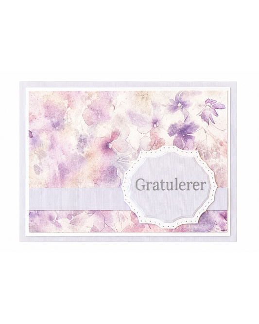 Gratulerer-kort i Elegant-serien – lavendelblomster (15 x 11 cm)