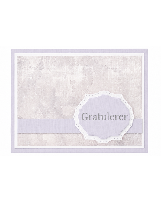 Gratulerer-kort i Elegant-serien – lavendel (15 x 11 cm)