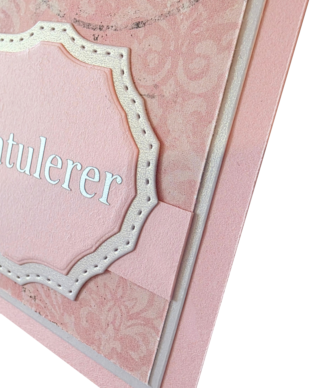 Gratulerer-kort i Elegant-serien – pudderrosa mønster (15 x 11 cm)