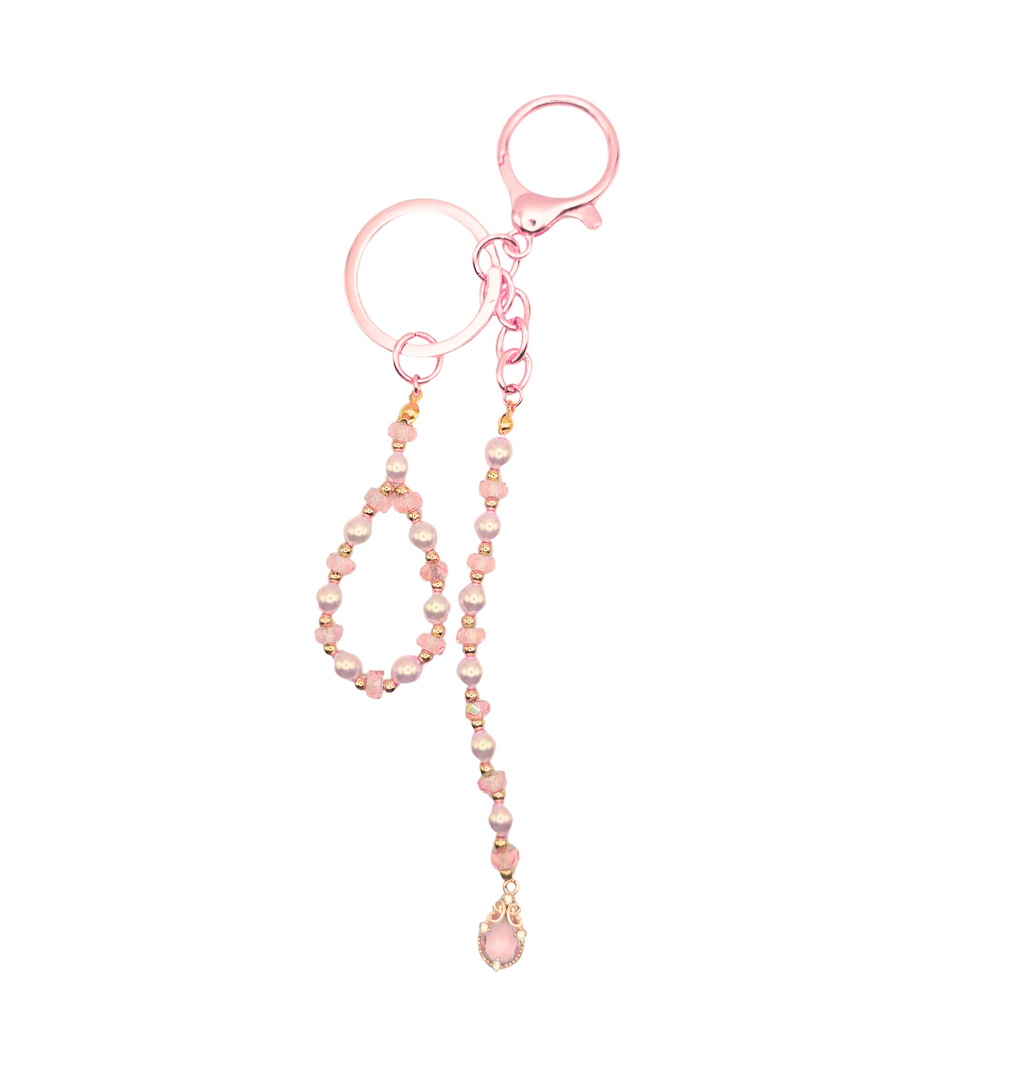 Rosa & Rosé nøkkelring – perler og krystaller