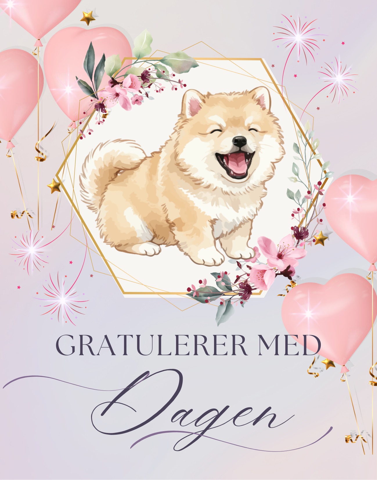 “Gratulerer med dagen” – hundekort (holografisk) | fra 79 kr