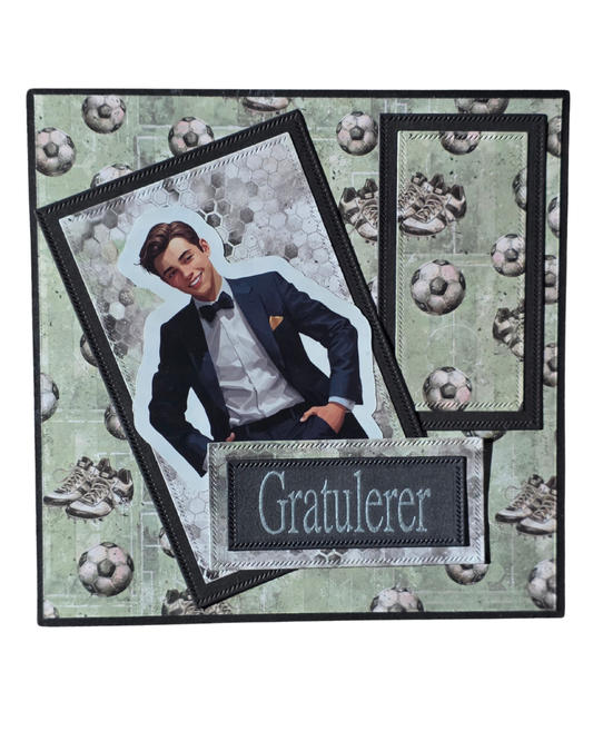 Personlig gratulasjonskort – konfirmant med favorittlag-tema (15 x 15 cm)
